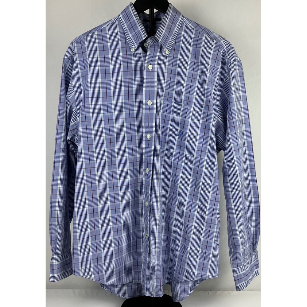 Nautica Mens Medium Plaid Button Down Long Sleeve Casual Shirt Medium